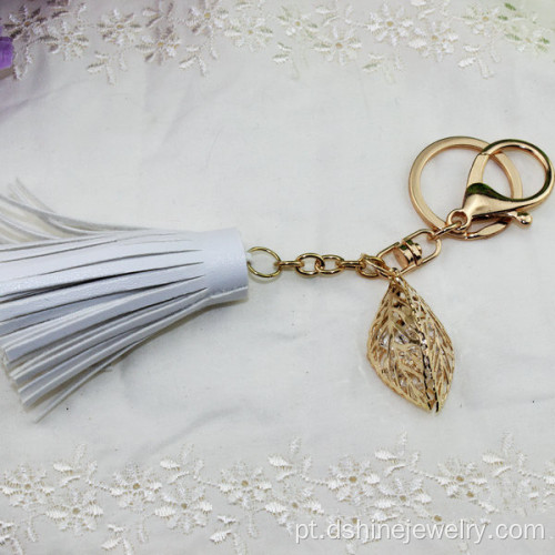 Tassel DIY Keychain cristal folha Tassel de couro para bolsa